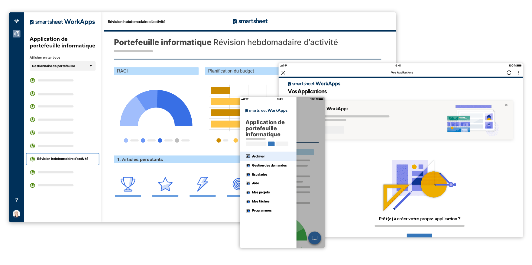 application de tableau de bord WorkApps