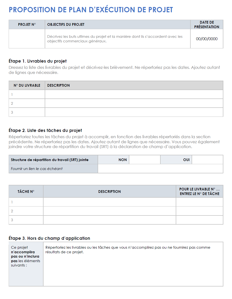  modèle de proposition de plan d'exécution de projet