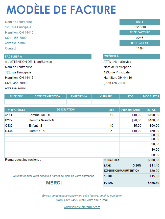  MODÈLE DE FACTURE