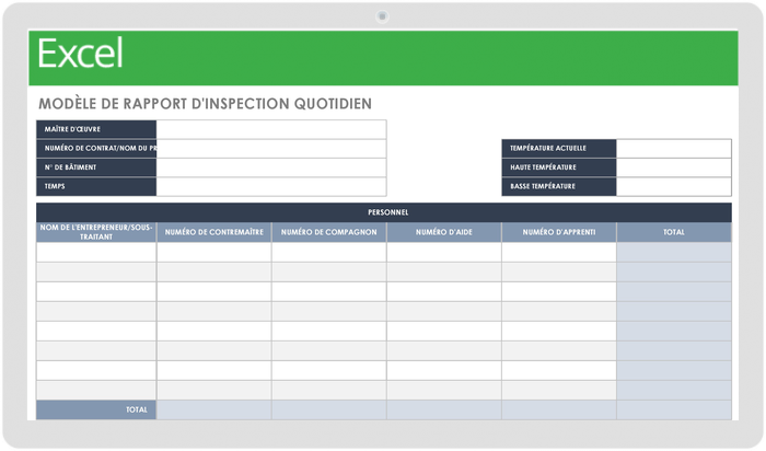 Rapport d'inspection quotidienne