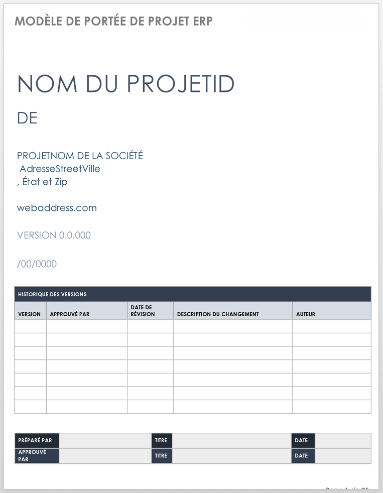 Portée du projet ERP