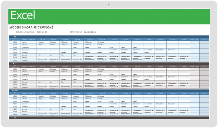 Horaire des employés