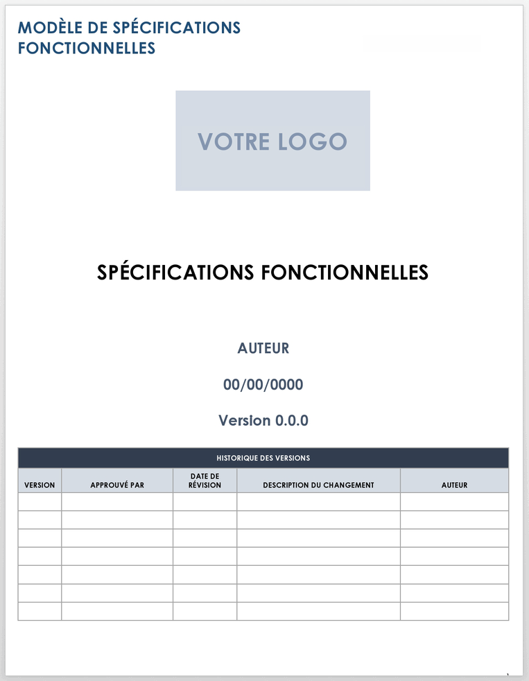 SPÉCIFICATIONS FONCTIONNELLES