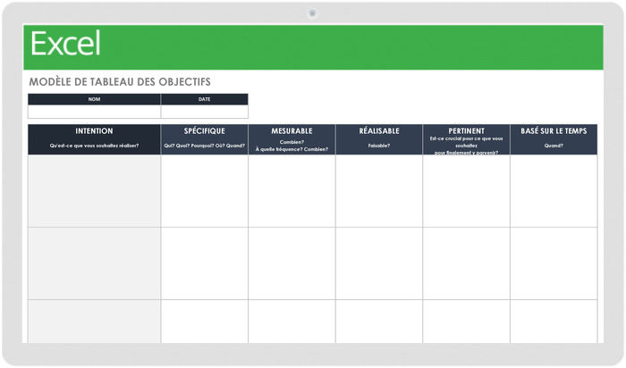 TABLEAU DES OBJECTIFS