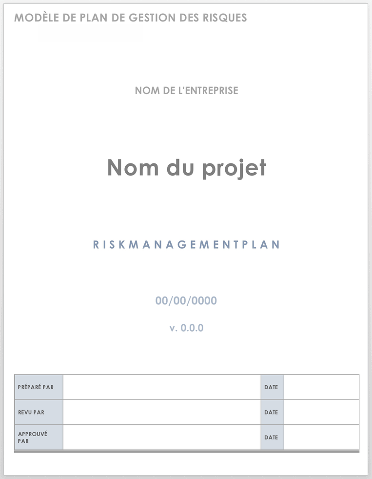 Modèle de plan de gestion des risques H2