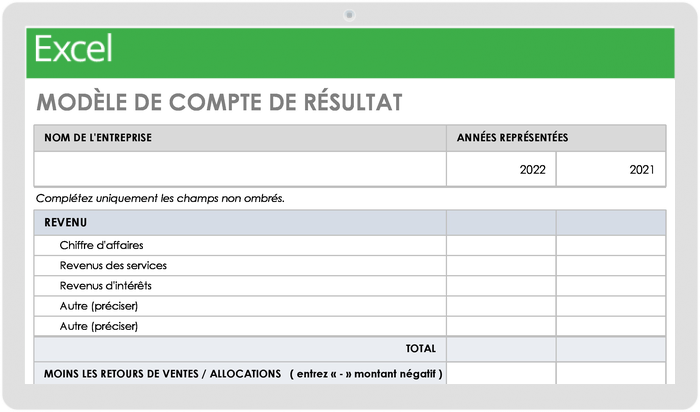 Modèle de déclaration de revenus