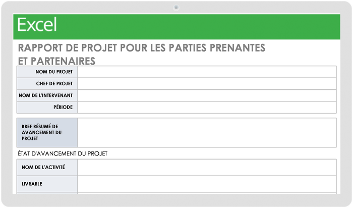 Modèle de rapport de projet pour les parties prenantes et les partenaires