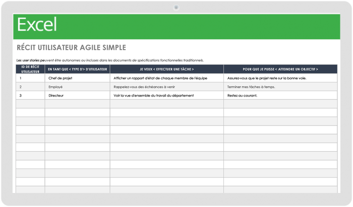 simple de récit utilisateur Agile