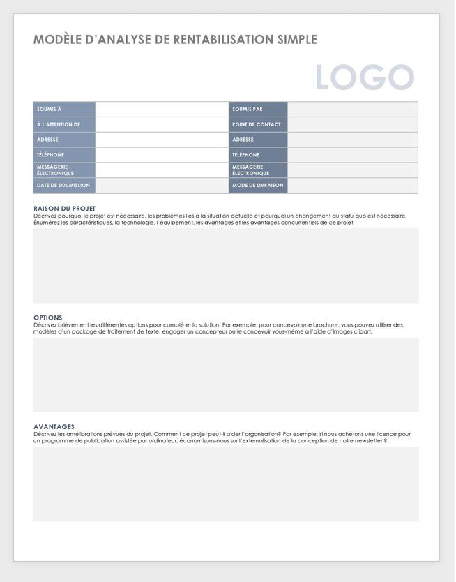 Analyse de rentabilisation simple