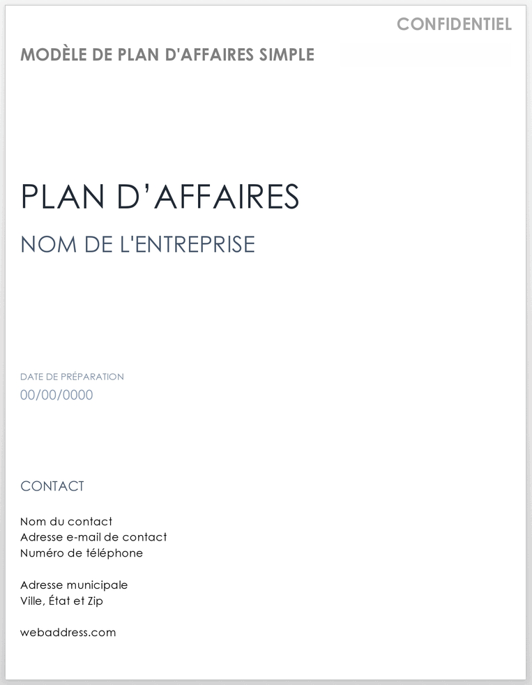 Plan d'affaires simple