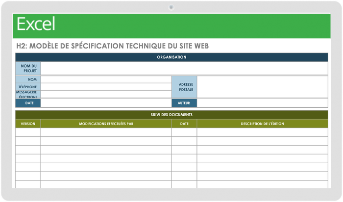 Modèle de spécification technique de site Web